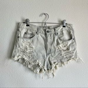 100% Cotton Denim Distressed Cut-Off Shorts